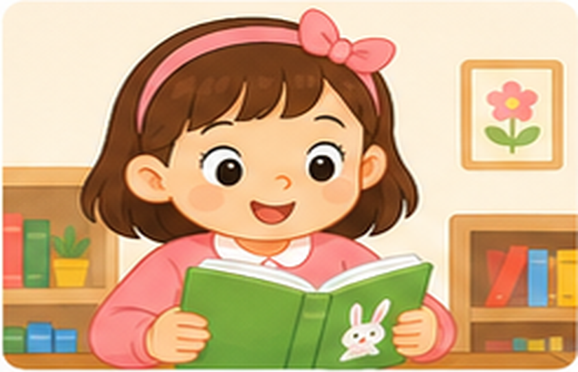 A girl is reading.